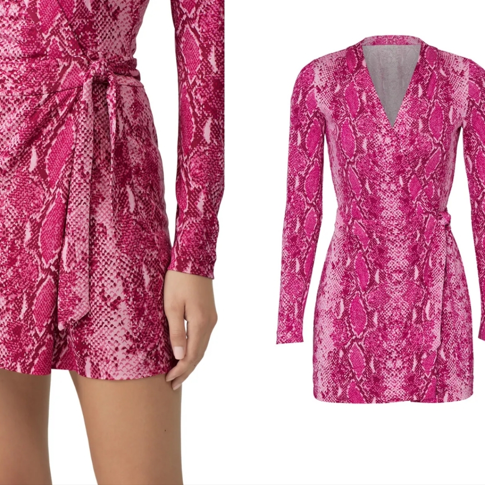 Diane Von Furstenberg Celeste Long Sleeve Romper in Orange Oasis Snakeskin 4 - Picture 11 of 11